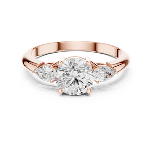 Rose Gold Round Cut Three Stone Diamond Engagement <b>Ring</b> for Women Classic Solitaire Promise Wedding <b>Ring</b> - Product Image 3