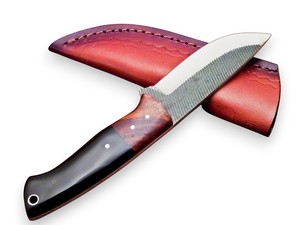 Couteau EDC à lame fixe personnalisé Nordic Forge, manche en bois de rose et micarta, étui en cuir, couteau en acier plein fil à personnaliser (OEM) - Product Image 4