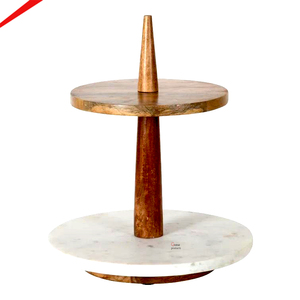 Designer Eco-Friendly Metal Cake Stand <b>Silver</b> <b>Top</b> Gold Branch Stand Design Round Shape Cake Stand - Product Image 3