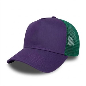 New <b>Purple</b> Green Trucker Cap Mesh Back Adjustable Snapback <b>Hat</b> Plain Front Custom Logo Breathable Casual Outdoor Cap - Product Image 1