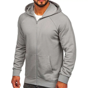 Sudadera con Capucha y Cierre para Hombre, Color Gris, Manga Raglán, Estilo Casual, Corte Regular, Material de Algodón French Terry, Estilo Otoñal - Product Image 2