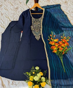 Designer Viskose-Seide Anarkali-Set mit Dupatta, bestickt, ethnische Hochzeitskleidung für Damen, Indien, Pakistan 87099 SHIVAM-ALISHA - Product Image 3