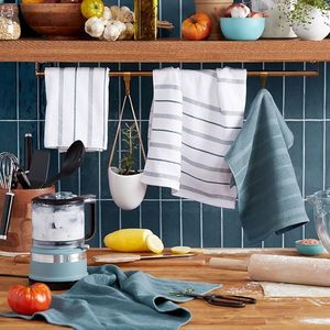 Set di 4 Asciugamani da Cucina Albany Blu Nebbia/Bianco 16"x26"-Qualità Premium Eleganti e Versatili - Product Image 4