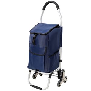 Carrello della spesa pieghevole e rimovibile in acciaio inossidabile nero con borsa impermeabile in tessuto Oxford e ruote per salire le scale - Product Image 2