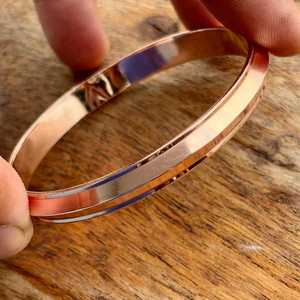 Rose Gold Plated <b>Copper</b> Alloy <b>Bangle</b> Bracelet Classic Style Unisex Jewelry Simple Design Smooth Finish <b>bangle</b> men women hand - Product Image 1