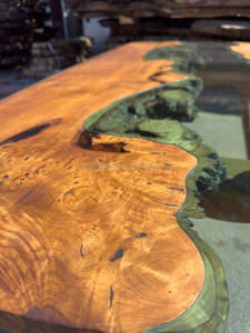 Table de rivière en verre époxy, table à manger Live Edge, table en verre de salon, table verte en bois en résine, table de cuisine en résine époxy - Product Image 4