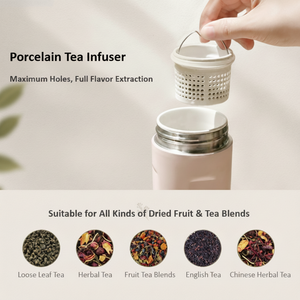 High Quality 16Oz/500ml Double Wall Stainless Steel SUS 304 Porcelain-lined Vacuum Insulated Bottle Porcelain <b>Tea</b> <b>Infuser</b> Lid - Product Image 4