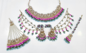 Conjunto de Joyería Antigua Chapada en Oro con Pedrería, Collar Gargantilla y Aretes con Joyas para Mujer para Bodas y Fiestas - Product Image 5