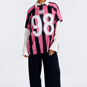 Camiseta deportiva de malla moderna, estilo streetwear, corte holgado, diseño con estampado por sublimación, camiseta de fútbol americano, OEM, venta al por mayor para EE. UU. - Product Image 1