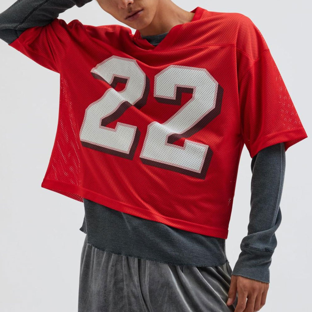 Gym-Ready Oversized V-Neck Mesh Exercise Jersey-Stylish & Functional Sweat-Resistant