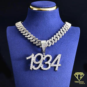 Factory 1934 Custom Hip Hop Initial <b>Number</b> Pendant Micro Pave Moissanite Iced Out Year Name Pendant - Product Image 1