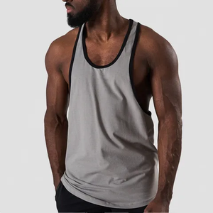 Débardeur gris pour homme, couleur unie, col rond, respirant, tricoté, vêtement décontracté - Product Image 1