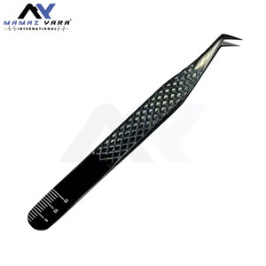 Lot de 4 pinces à cils noires en acier inoxydable durable, pinces à extensions de cils CNC à pointe en fibre - Product Image 3