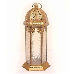 Farol de Vela Chapado en Oro de Diseño Atractivo, Estilo Marroquí, Ecológico, de Lujo, para Decoración del Hogar, Moderno y Elegante - Product Image 1