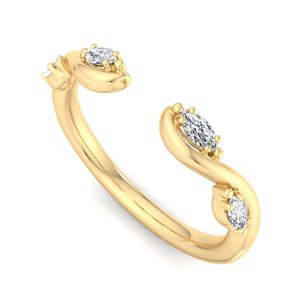 luxury rose gold marquise cut diamond open cuff ring wave <b>wrap</b> adjustable band minimalist stackable fashion jewelry for women - Product Image 2