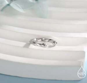 ต่างหูแบบมินิมอลลิสต์ ดีไซน์เกลียวคลื่น ทำจากเงินแท้ สไตล์เรียบง่าย - Product Image 3