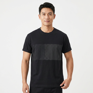 เสื้อยืดคอกลมแขนสั้นผู้ชาย ผ้าคอตตอนเจอร์ซีย์ ทรงปกติ ดีไซน์เรียบง่าย ระบายอากาศได้ดี สีสันตัดกัน - Product Image 2