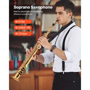 Kit Completo Sassofono Soprano in Si Bemolle per Principianti con Custodia, Bocchino, Panno per Pulizia, Asta, Guanti e Tavoletta - Product Image 2
