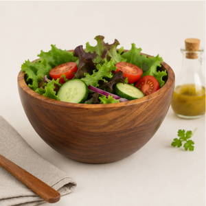 Tazón de Madera Artesanal Ecológico para Servir Ensaladas y Frutas, para Cocina Moderna, con Acabado Natural Pulido, Vajilla para el Hogar - Product Image 4