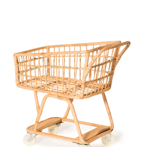Carrito de Compras de Mimbre Natural Hecho a Mano, con Ruedas de Ratán, para Supermercado, Juguete, Decoración de Guardería - Product Image 2