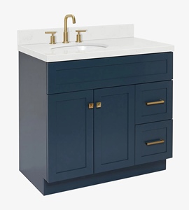 Mueble de Baño Felix de 36 Pulgadas Hecho a Medida, Gabinete para Lavabo con Desplazamiento a la Izquierda, Solo Gabinete, 4 Opciones de Acabado, Fabricante OEM de Vietnam - Product Image 2