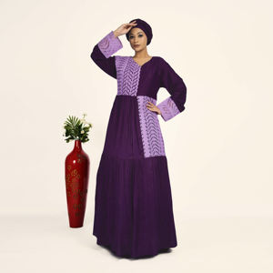 Vestido Largo Kaftan de Rayón con Parches, Bordado Chikankari Schiffli, Estilo Islámico Modesto, Estilo Árabe de Dubái, Manga Larga, Atuendo para Mujer - Product Image 2