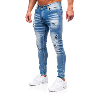 <b>Men</b> Modern Denim Jeans Slim Fit <b>Stretch</b> Casual Blue Pants Comfortable Cotton Streetwear Wholesale - Product Image 2
