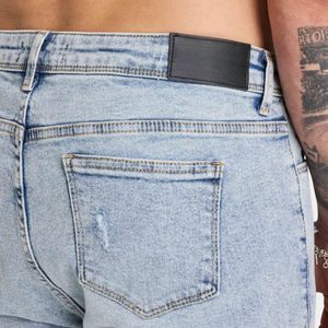 Jeans Ajustados para Hombre, Estilo Desgastado, Color Azul Claro, Elásticos, Rotos, de Pierna Ajustada, Estilo Casual y Robusto, Jeans de Moda para Hombre - Product Image 5