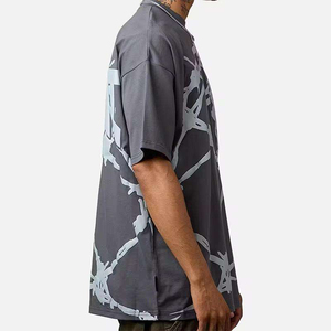 เสื้อยืดคอกลมโอเวอร์ไซส์ทรงหลวม ผ้าฝ้าย 100% คุณภาพดี พิมพ์ลายพัฟฟ์ ออกแบบเองได้ตามสั่ง รับผลิตแบบ OEM ODM ไซส์พลัส - Product Image 4