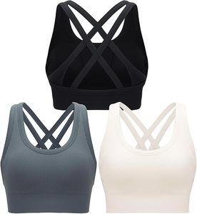 Wholesale Seamless Racerback Sports Bra for Women's High Impact Support Yoga Gym Workout Fitness <b>Top</b> with Removable Pads 280GSM - Product Image 6