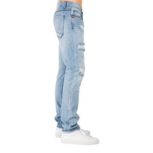 Light Wash Ripped <b>Jeans</b> Men's Skinny Denim Pants Multiple Distressed Rips Cotton Blend Breathable Casual Streetwear <b>Jeans</b> - Product Image 3