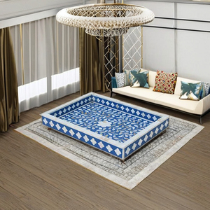 Bandeja de Servir Rectangular Moderna de Lujo con Incrustaciones de Madreperla Azul (MOP) para Decoración de Mesa de Café en Diwali y Bodas - Product Image 2