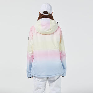 Women's Hooded Ski <b>Jacket</b> Gradient Color Synthetic Insulated <b>Waterproof</b> Zipper Closure 100% Polyester - Product Image 3