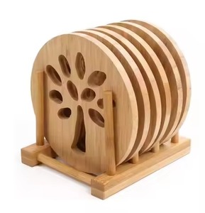 Minimalist Wood Coasters Set Contemporary Drink <b>Protectors</b> for Modern Home Office Cafe Restaurant Coffee <b>Table</b> - Product Image 4