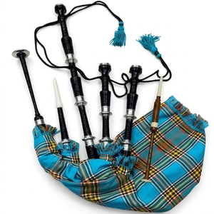 Gaita de celtas escocesa Anderson Ancient Tartan Great Highland, de tamaño completo, con monturas de plata y madera de palisandro turquesa, juego completo. - Product Image 1