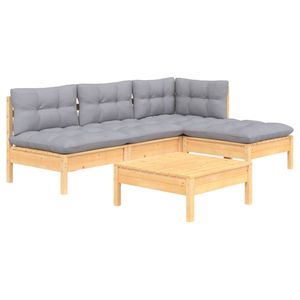 Ensemble de salon de jardin modulaire moyen en pin massif gris - Product Image 3