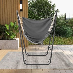 Silla Hamaca con Estructura Metálica Resistente y Práctico Bolsillo Lateral, Solución de Asiento Cómoda para Exteriores - Product Image 1