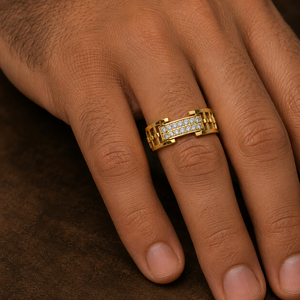 Classic Round Cut Lab Grown <b>Diamond</b> Band 18K 14K Solid Gold Panel Cluster <b>Diamond</b> <b>Ring</b> Fine Jewelry For Men's Wholesale Supplier - Product Image 2