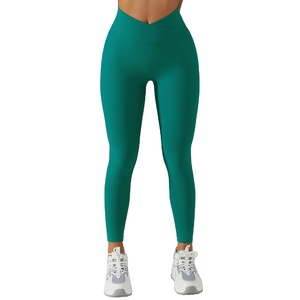 Pantalons de yoga pour femmes, taille haute, élastique, uni, de haute qualité, extensible dans les quatre sens, respirant, vêtements de fitness - Product Image 1