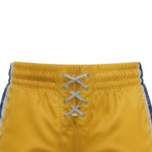 Shorts de sport pour hommes, jaunes, imprimés sublimés, en polyester, avec cordon de serrage et bande latérale, pour l'entraînement et les tenues d'équipe - Product Image 3