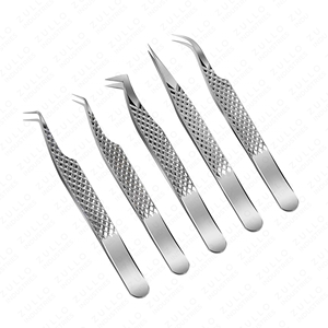 Ensemble de 5 pinces à épiler en acier inoxydable pour extensions de cils, marque privée, avec pointe en fibre de précision pour cils professionnels - Product Image 6