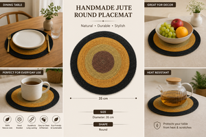 DCI Handwoven Rattan <b>Placemat</b> <b>Table</b> Mat Green Geometric Pattern Bohemian Style Home Decor Handmade Natural Fiber Medium - Product Image 6