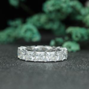 Anillo de Eternidad de Moissanita con Corte Princesa de Lujo, Plata de Ley 925, Anillo de Eternidad Completo, Anillo de Boda para Mujer, Joyería Personalizada al por Mayor - Product Image 2