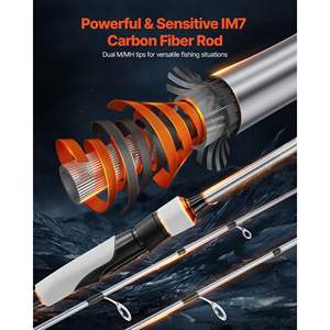 Canne à pêche à la basse IM7 en fibre de carbone, 7 pieds, deux pièces, 7+1 roulements à billes, poignée en EVA, anneaux en acier inoxydable, anneaux en céramique - Product Image 3