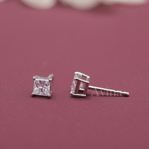 IGI Certified Lab Grown Diamond Princess Cut <b>Stud</b> Earrings Solid 925 Sterling <b>Silver</b> Square Solitaire Diamond <b>Stud</b> Earrings - Product Image 3
