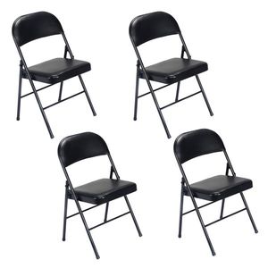 Elegant 4pcs Black Foldable Iron and PVC Chairs for Conventions and Exhibitions - Product Image 1