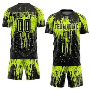 Ensemble de maillots de football professionnels personnalisés respirants grande taille en polyester, uniforme de football imprimé par sublimation, tenue de sport d'équipe demi-maillot - Product Image 3