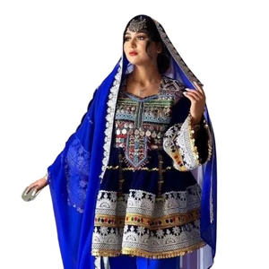 Vestido Afgano Moderno 2026 para Mujer, Transpirable, Hecho a Mano, con Pliegues, Cuello en V, Manga Larga, Diseño hasta la Rodilla, Vestido Kuchi Afgano - Product Image 1