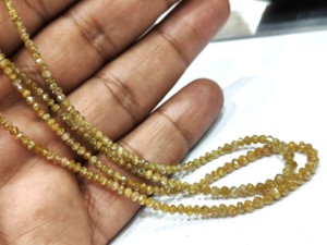 Perles facettées en diamant jaune naturel de haute qualité pour la fabrication de bijoux, longueur du brin 1 pouce, taille 1,5 mm à 3 mm - Product Image 3