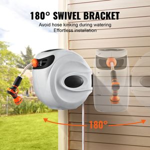 Avvolgitubo da Giardino Retrattile da 30 Metri con Staffa Girevole da 5/8 Pollici Montabile a Parete e Ugello a 9 Getti - Product Image 3